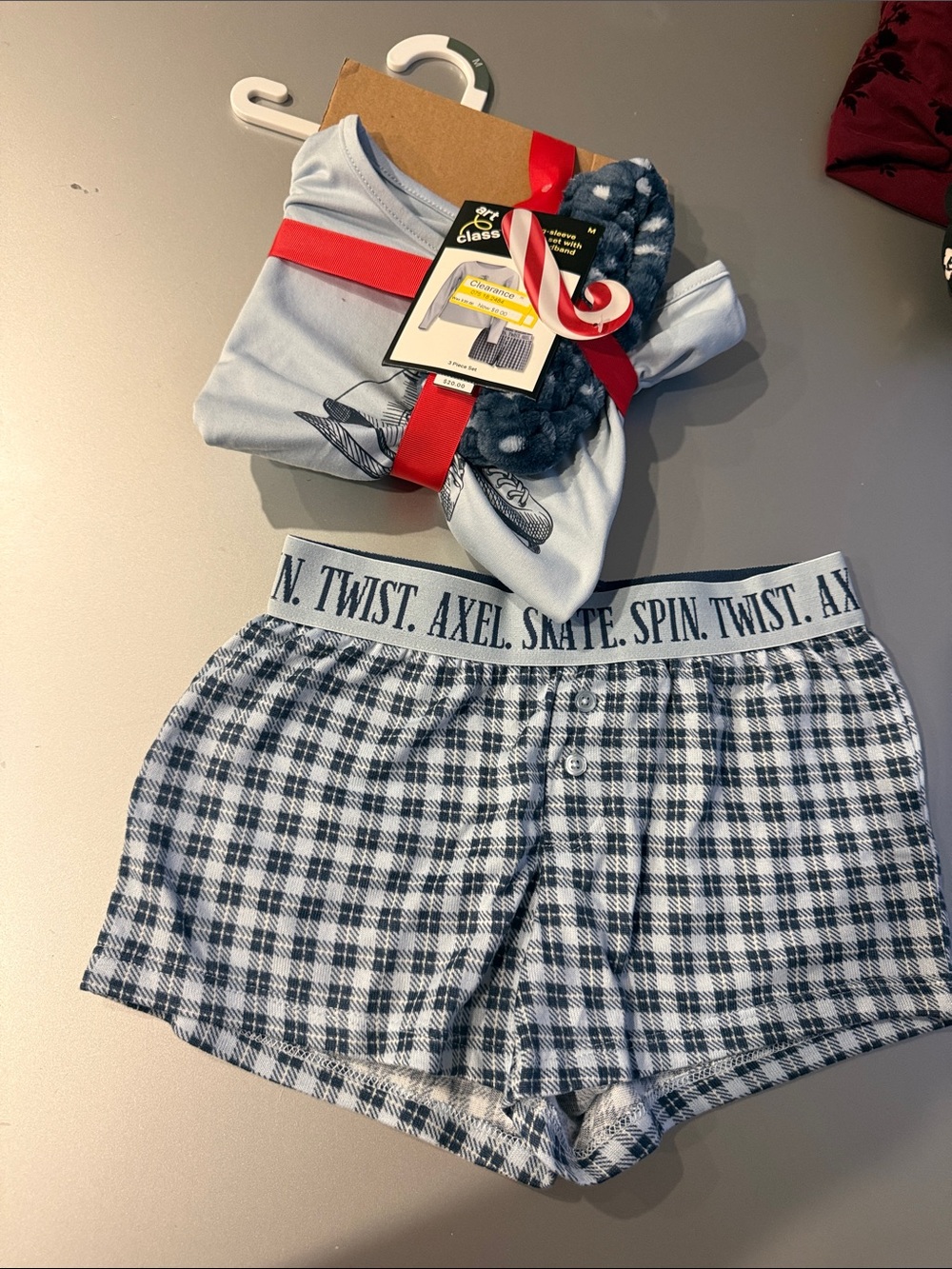 art class Light Blue Pajama Set with Navy Headband